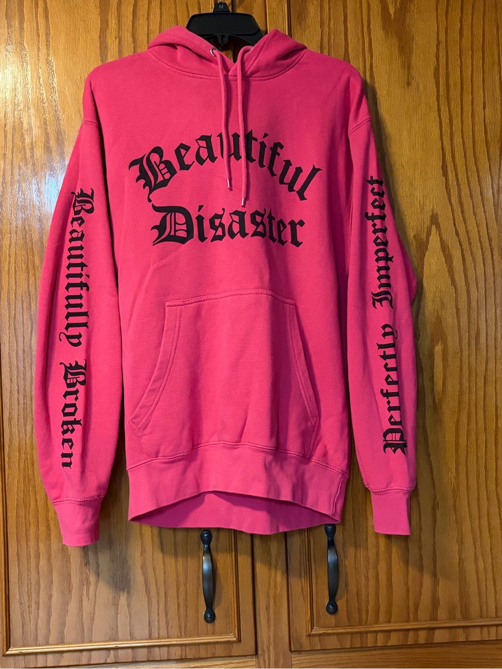 Beautiful Disaster Pink Perfectly Imperfect hoodie size large